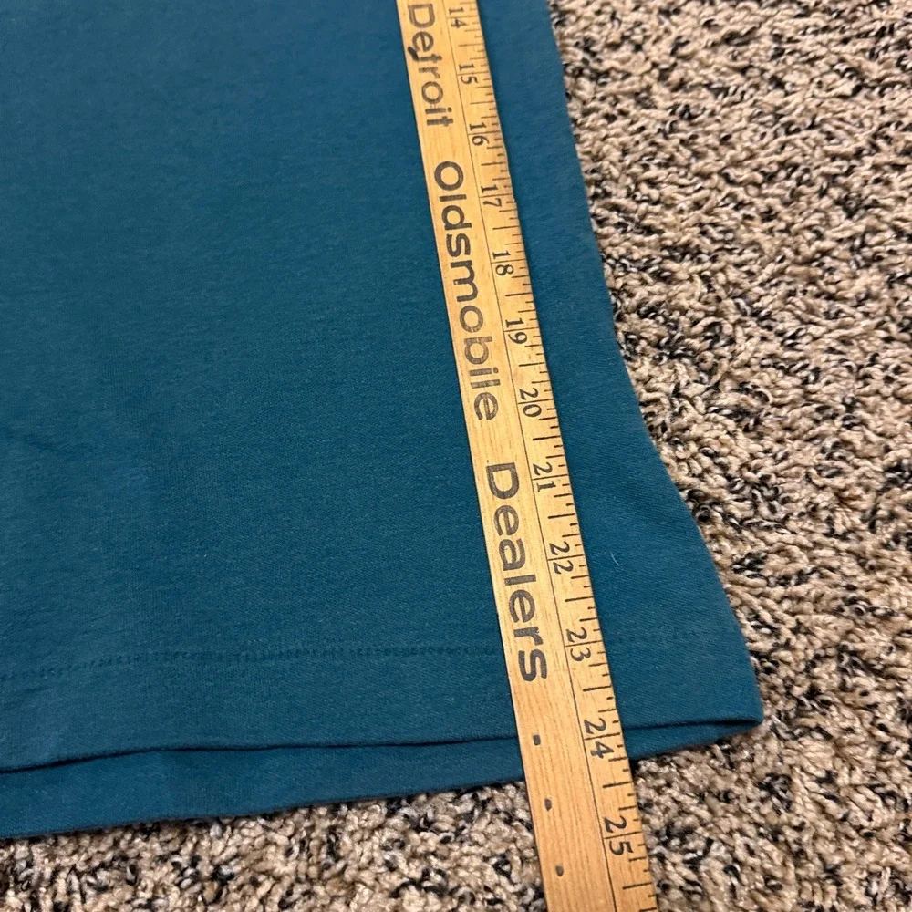Vintage Lands End Turtleneck Mens Medium Teal Blue Green Made in USA Long Sleeve